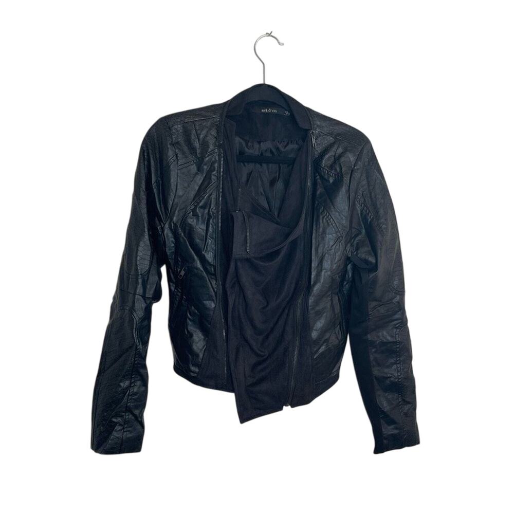 Ark & Co Black Faux Leather‎ and Suede Moto Jacket Women's Size Small Biker